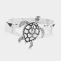 Turtle Accented Metal Stretch Bracelet