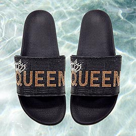 Bling Crown Queen Message Slide Sandal Slippers