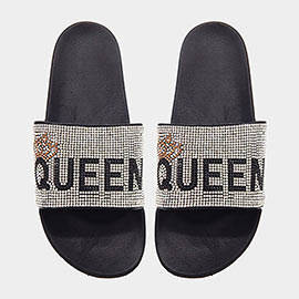 Bling Crown Queen Message Slide Sandal Slippers