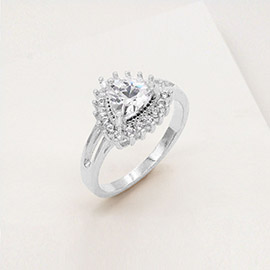 CZ Trillion Stone Halo Ring