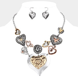 Metal Heart Link Necklace