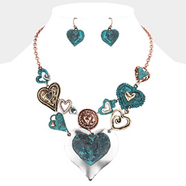 Metal Heart Link Necklace