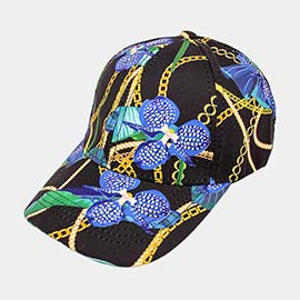 Chain Flower Patterned Baseball Cap