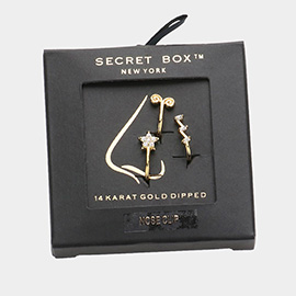 Secret Box _ 14K Gold Dipped Star Sprout Lightning Nose Clips