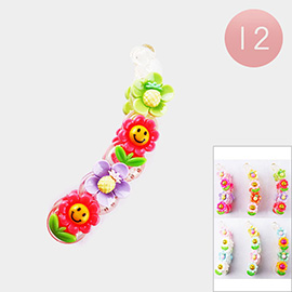 12PCS - Smile Flower Pineapple Banana Hair Clips