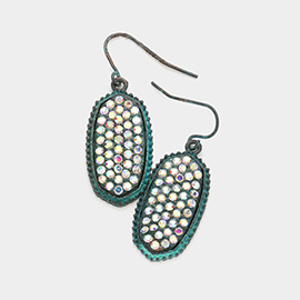 Crystal Pave Hexagon Dangle Earrings
