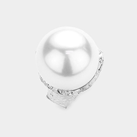 Bold Pearl Accented Metal Stretch Ring