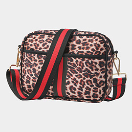 Color Block Detailed Leopard Patterned Crossbody Bag