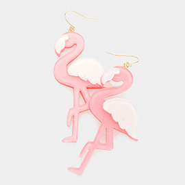 Glittered Resin Flamingo Dangle Earrings