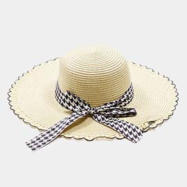Houndstooth Band Straw Sun Hat