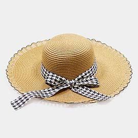 Houndstooth Band Straw Sun Hat