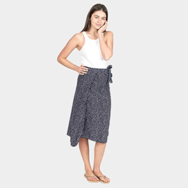 Patterned Beach Cover Up Midi Wrap Skirt