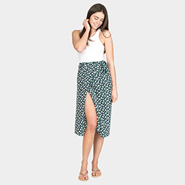 Flower Patterned Beach Cover Up Midi Wrap Skirt