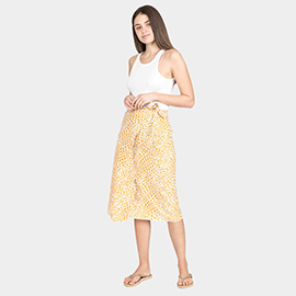 Animal Patterned Beach Cover Up Midi Wrap Skirt