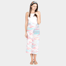 Tie Dye Beach Cover Up Midi Wrap Skirt