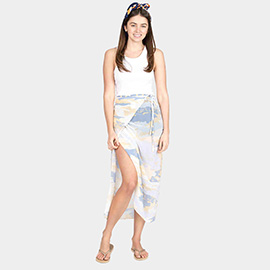 Tie Dye Beach Cover Up Midi Wrap Skirt