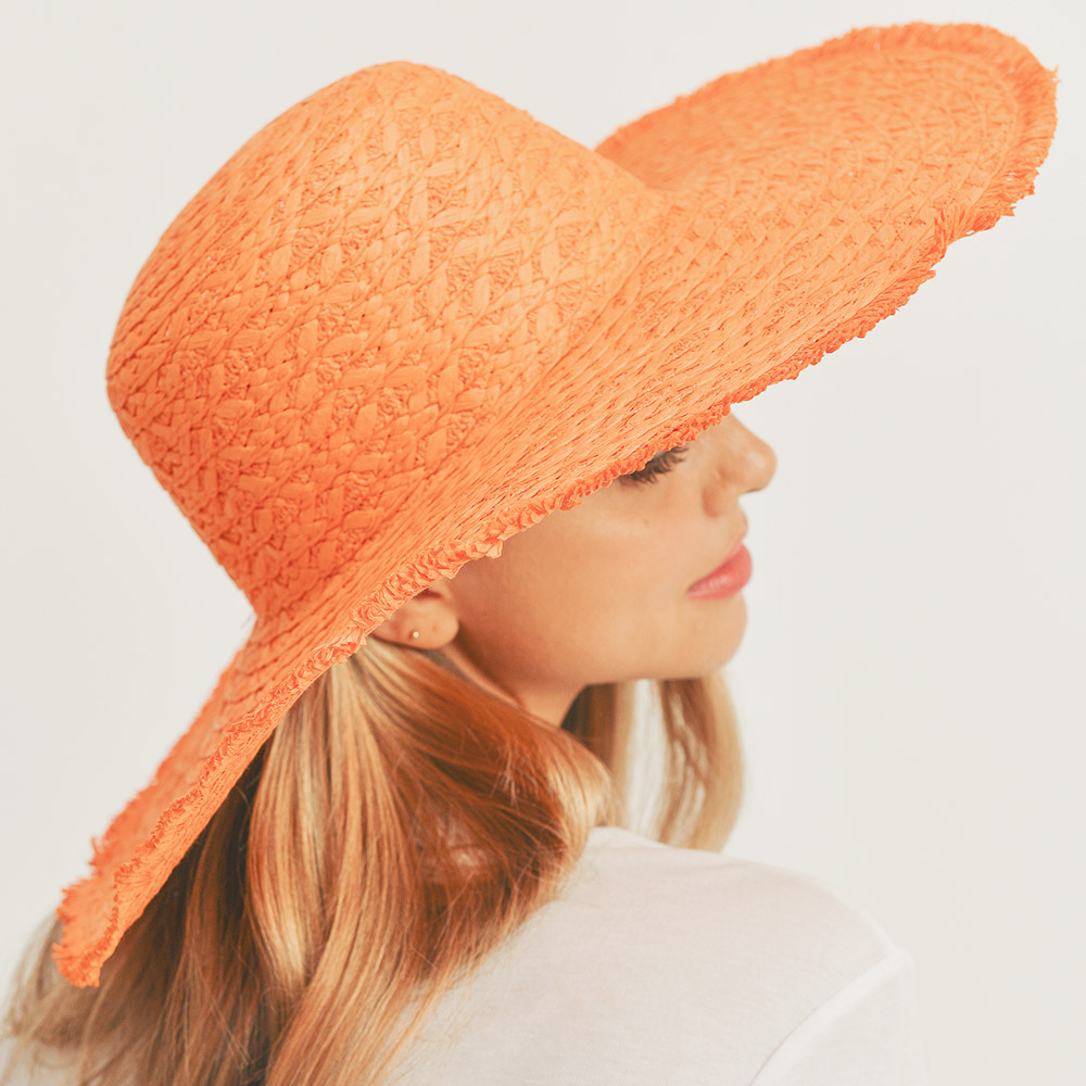 Trim Detailed Solid Straw Sun Hat