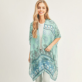 Patterned Cover Up Kimono Poncho