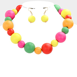 Bold Wood Ball Necklace