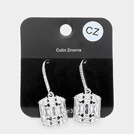 CZ Multi Stone Cluster Dangle Evening Earrings