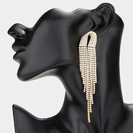 Rhinestone Fringe Dangle Evening Earrings