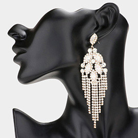CZ Marquise Stone Accented Fringe Dangle Evening Earrings