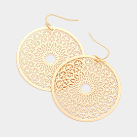 Filigree Brass Metal Round Dangle Earrings