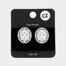 CZ Oval Stone Stud Evening Earrings
