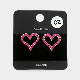 CZ Open Heart Stud Evening Earrings