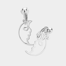 Crescent Moon Metal Clip On Earrings