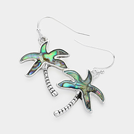 Abalone Palm Tree Dangle Earrings