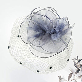 Flower Mesh Veil Feather Fascinator / Headband