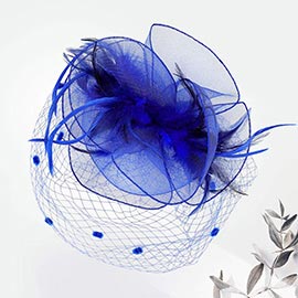 Flower Mesh Veil Feather Fascinator / Headband