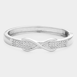 Rhinestone Embellished Metal Infinity Hinged Bracelet