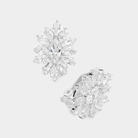 Marquise Stone Cluster Clip On Evening Earrings