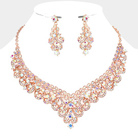 Bubble Stone Embellished Leaf Cluster Necklace