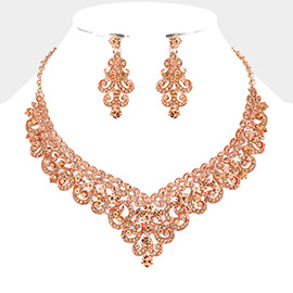 Bubble Stone Embellished Leaf Cluster Necklace