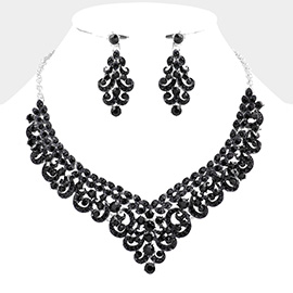 Bubble Stone Embellished Leaf Cluster Necklace