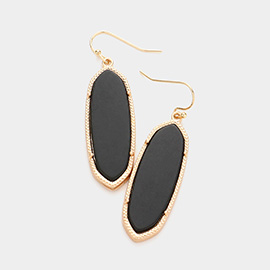 Semi Precious Hexagon Dangle Earrings