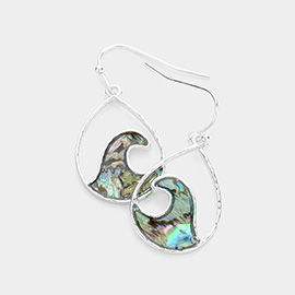 Abalone Wave Teardrop Dangle Earrings