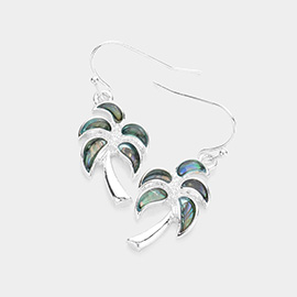 Abalone Palm Tree Dangle Earrings