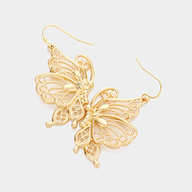 Cut Out Metal Butterfly Dangle Earrings
