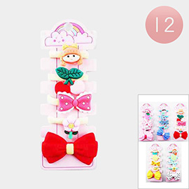 12 Set of 5 - Flower Bow Fruits Hair Bands