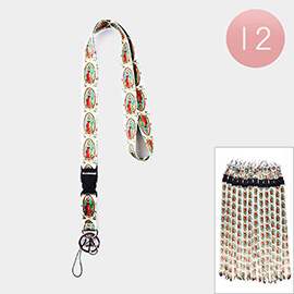 12PCS - Virgin Mary Printed Lanyard Keychains