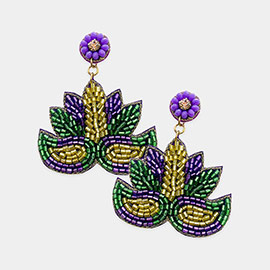 Felt Back Mardi Gras Mask Dangle Earrings