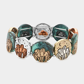 Horse Crescent Moon Accented Stretch Bracelet