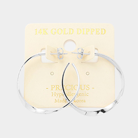 14K White Gold Dipped Twisted Metal Hoop Earrings