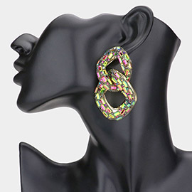 Stone Embellished Link Evening Earrings