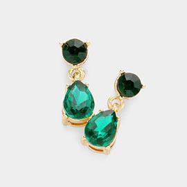 Round Teardrop Stone Link Dangle Evening Earrings