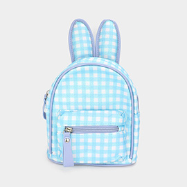 Glittered Check Patterned Bunny Mini Backpack Bag
